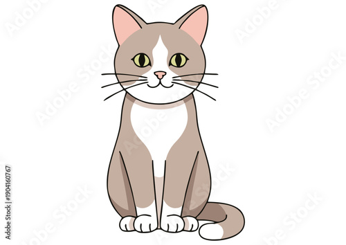 Adorable cartoon cat vector illustration with clean lines and soft colors. Perfect for pet branding, kids design, stickers, social media, and animal-themed projects