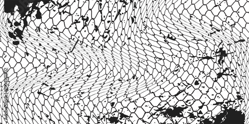 Curved net pattern. Seamless design for sportswear or equipment like soccer goals, volleyball nets, basketball hoops, hockey nets, and athletic gear. with grunge