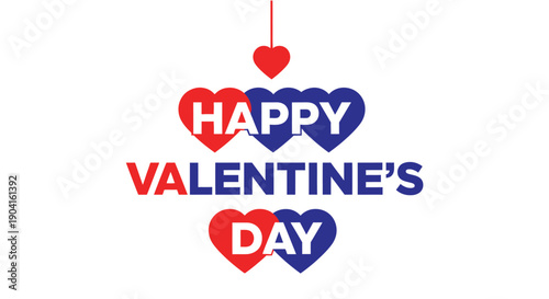 A vibrant valentine s day graphic featuring hearts and celebratory text