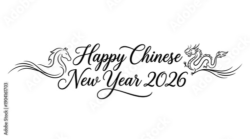 Elegant Horse and Dragon Graphic Design for Festive Decorations