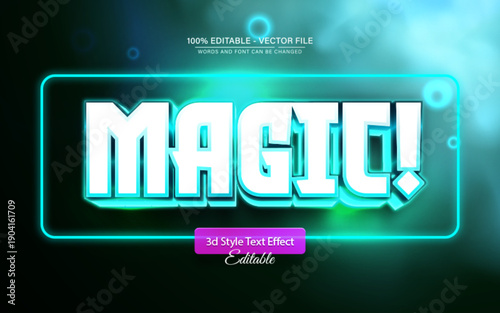 Blue Magic Neon 3D Text Effect Editable Glowing Style