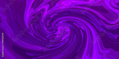 An abstract purple background features digital fractal waves and a swirling pink vortex design that blends motion with a circular light pattern for a modern space-themed wallpaper illustration