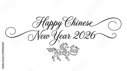 Happy Chinese New Year 2026 Celebration, Horse Symbolism, Festive Greetings, Cultural Design