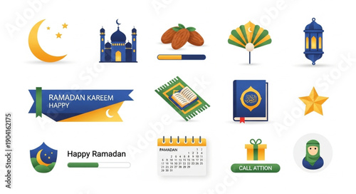 Ramadan Islamic Icons Collection for Celebration.