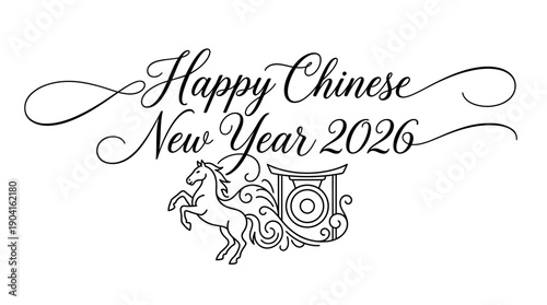 Festive Horse Design and Greetings in Elegant Style