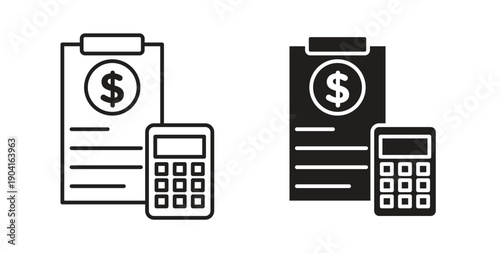 Accounting icon symbol vector graphic designs on white. Best for ui Design