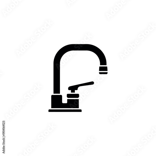Modern Kitchen Faucet Silhouette Icon.