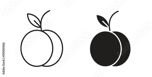 Apricot icon symbol vector graphic designs on white. Best for ui Design