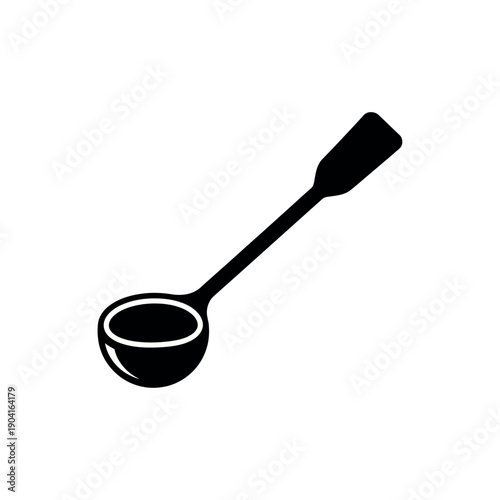 Simple Black and White Ladle Icon for Kitchen Utensils.