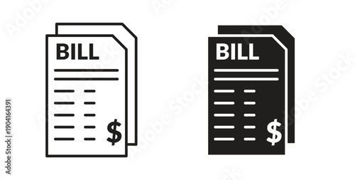 Bills icon symbol vector graphic designs on white. Best for ui Design