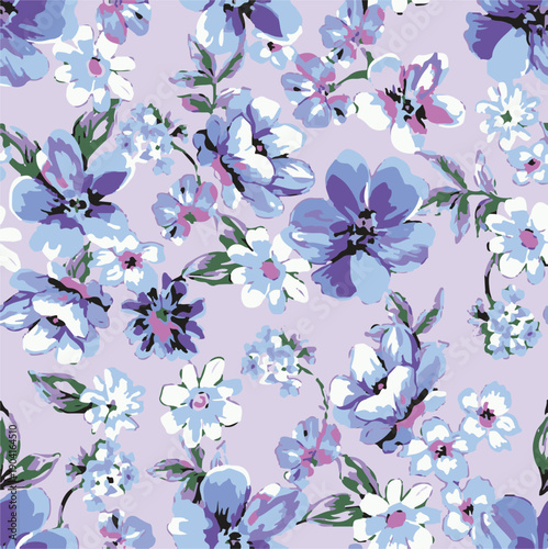 Big flowers pattern, upscale floral pattern. graphical textures floral, trendy colors pattern , flowers background with leaves. vector illustration.