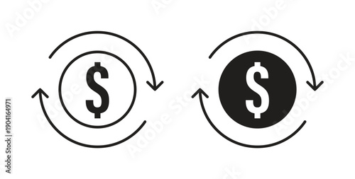 Cash flow icon symbol vector graphic designs on white. Best for ui Design