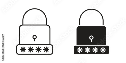 Code lock icon symbol vector graphic designs on white. Best for ui Design