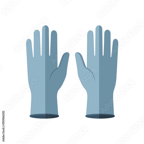 Pair of blue medical gloves on a white background