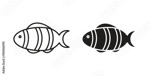 Fish icon symbol vector graphic designs on white. Best for ui Design