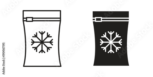 Frozen food bag icon symbol vector graphic designs on white. Best for ui Design
