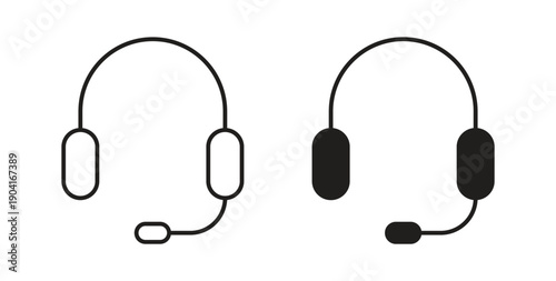 Headset icon symbol vector graphic designs on white. Best for ui Design