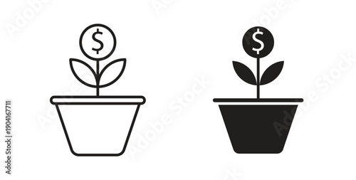 Investment tree icon symbol vector graphic designs on white. Best for ui Design