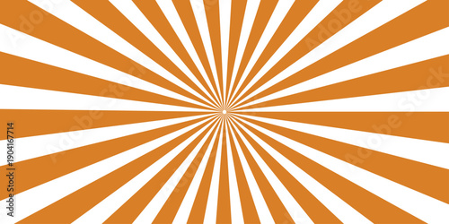 Vintage orange sunburst vector illustration featuring a retro abstract background with yellow sunbeam rays and a distressed grunge paper texture pattern