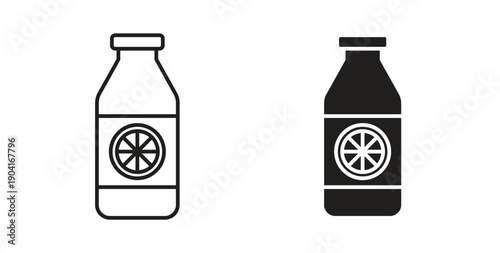 Juice bottle icon symbol vector graphic designs on white. Best for ui Design