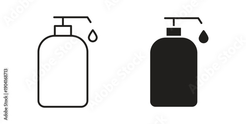Liquid soap bottle icon symbol vector graphic designs on white. Best for ui Design
