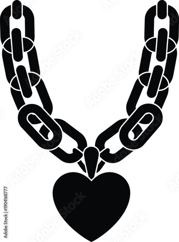 Chain necklace with heart pendant vector