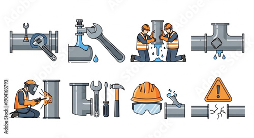 Plumbing and Welding Tools and Equipment Set.