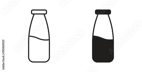 Milk bottle icon symbol vector graphic designs on white. Best for ui Design