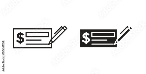 Money check icon symbol vector graphic designs on white. Best for ui Design