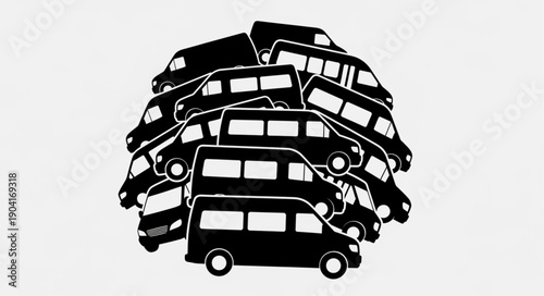 Pile of Black Vans Arranged in a Circle.