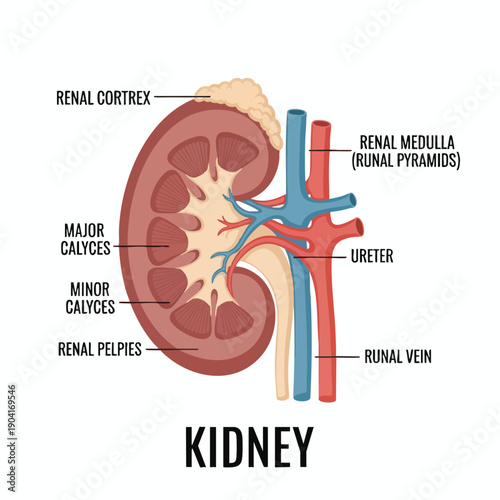 Detailed Diagram of Human Kidney Anatomy