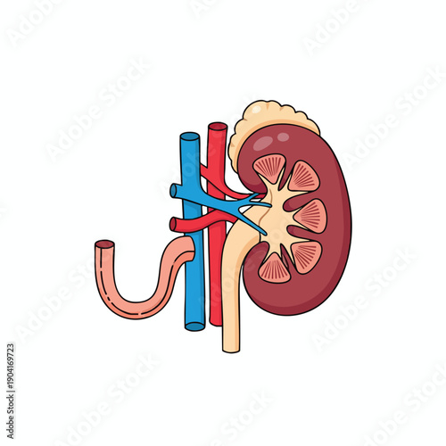 Human Kidney Anatomy Illustration