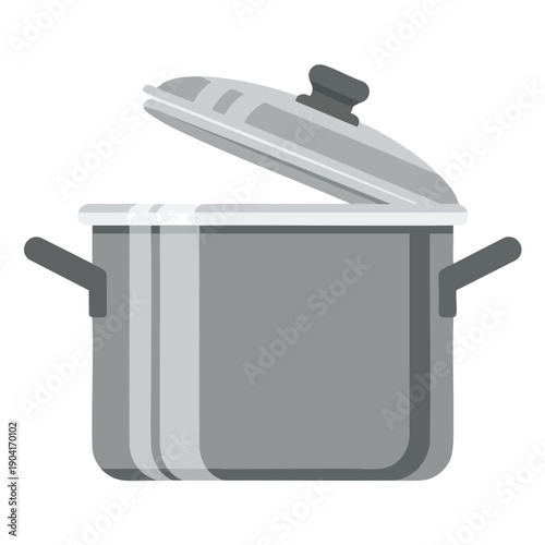 Illustration of a Gray Stockpot with Lid