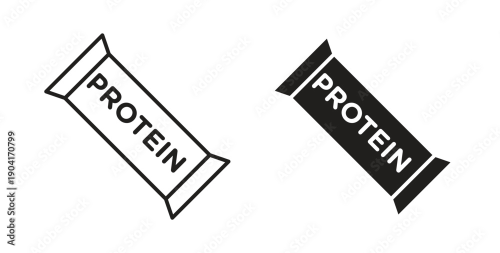 Obraz premium Protein bar icon symbol vector graphic designs on white. Best for ui Design