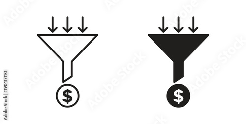 Sales funnel icon symbol vector graphic designs on white. Best for ui Design