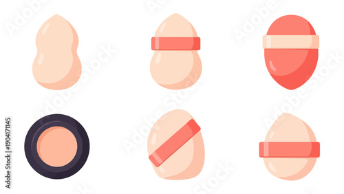 Six cosmetic application tools displayed in two rows