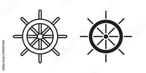 Ship wheel icon symbol vector graphic designs on white. Best for ui Design