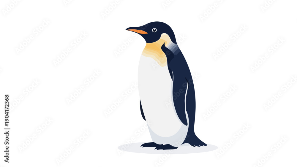 Fototapeta premium Stylized illustration of an Emperor Penguin standing on a white background