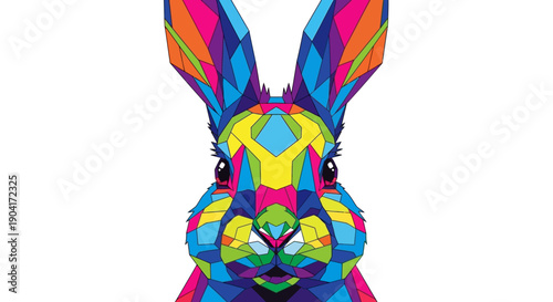Vibrant Low Poly Rabbit Illustration Art.