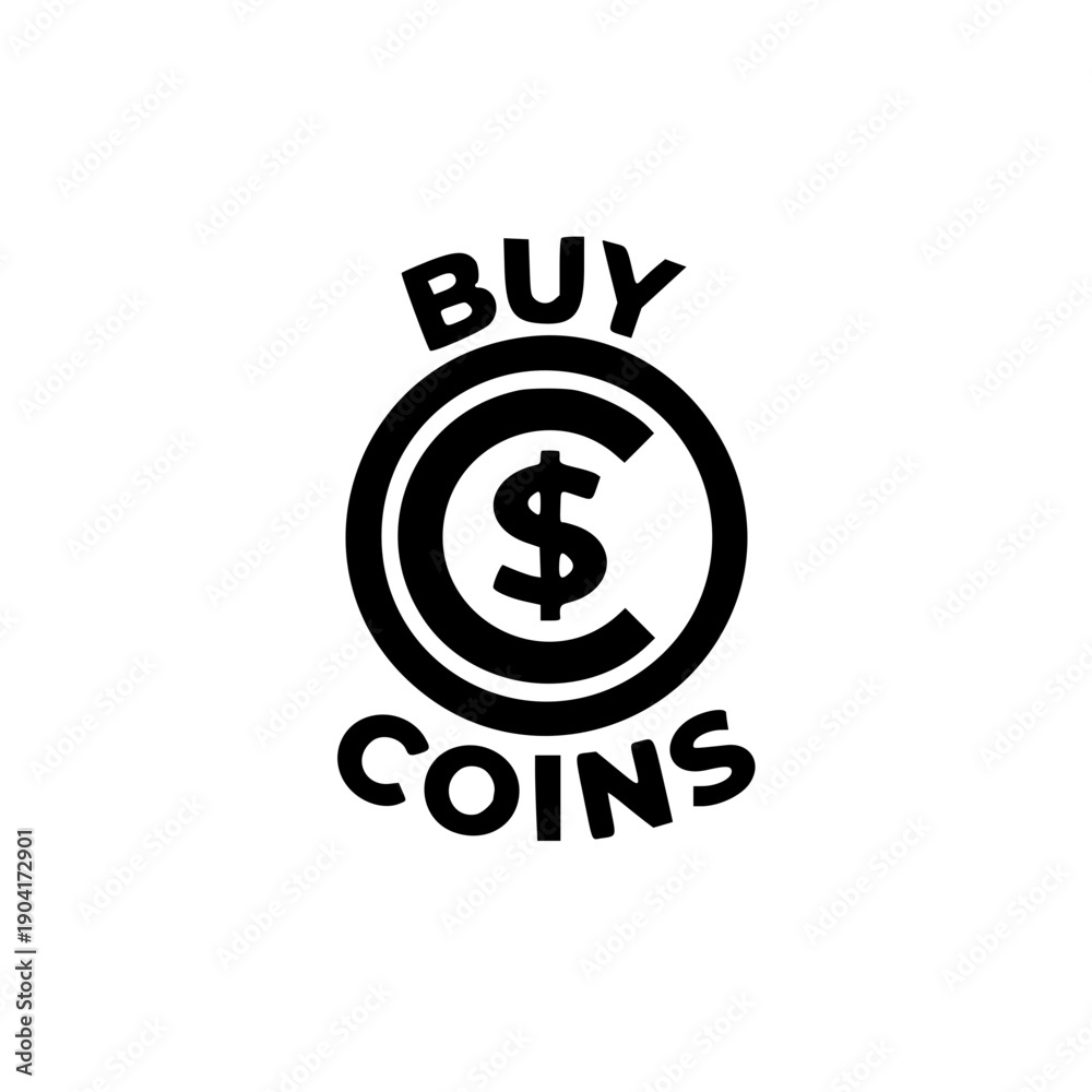 Obraz premium Modern logo design featuring a coin with dollar sign and buy coins text