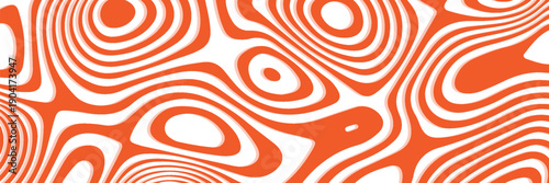 orange and white hallucination. Optical illusion. Twisted illustration. Abstract futuristic background of stripes. Dynamic wave. Vector.