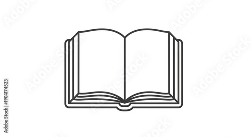Open book illustration simple line art drawing.