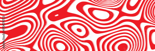 red and white hallucination. Optical illusion. Twisted illustration. Abstract futuristic background of stripes. Dynamic wave. Vector.