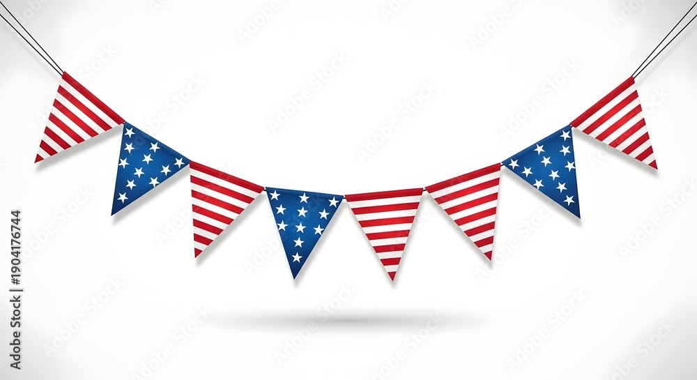 Fototapeta premium American flag day 4th of july and labor day celebrations with patriotic bunting