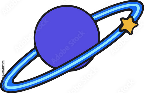 Cartoon Planet With Star Icon