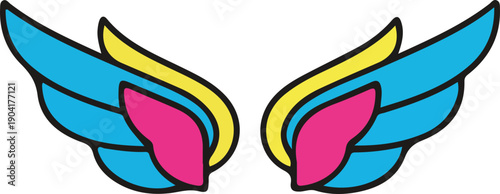 Colorful Cartoon Angel Wings Vector