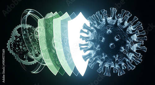 Conceptual Image of Global Virus Threat and Human Preparedness or Resilience - Pandemic Planning, Risk Management, Public Safety