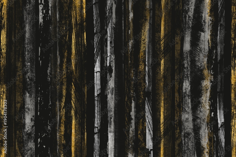 Obraz premium 金色と銀色のブラシストロークのストライプ模様がある抽象背景。黒背景和風ダークバナー