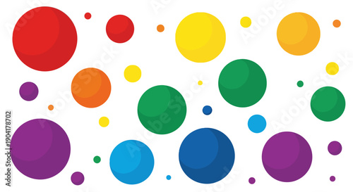 A collection of colorful polka dots in a variety of sizes