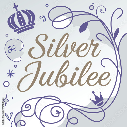25th anniversary silver jubilee sterling milestone quarter century vector